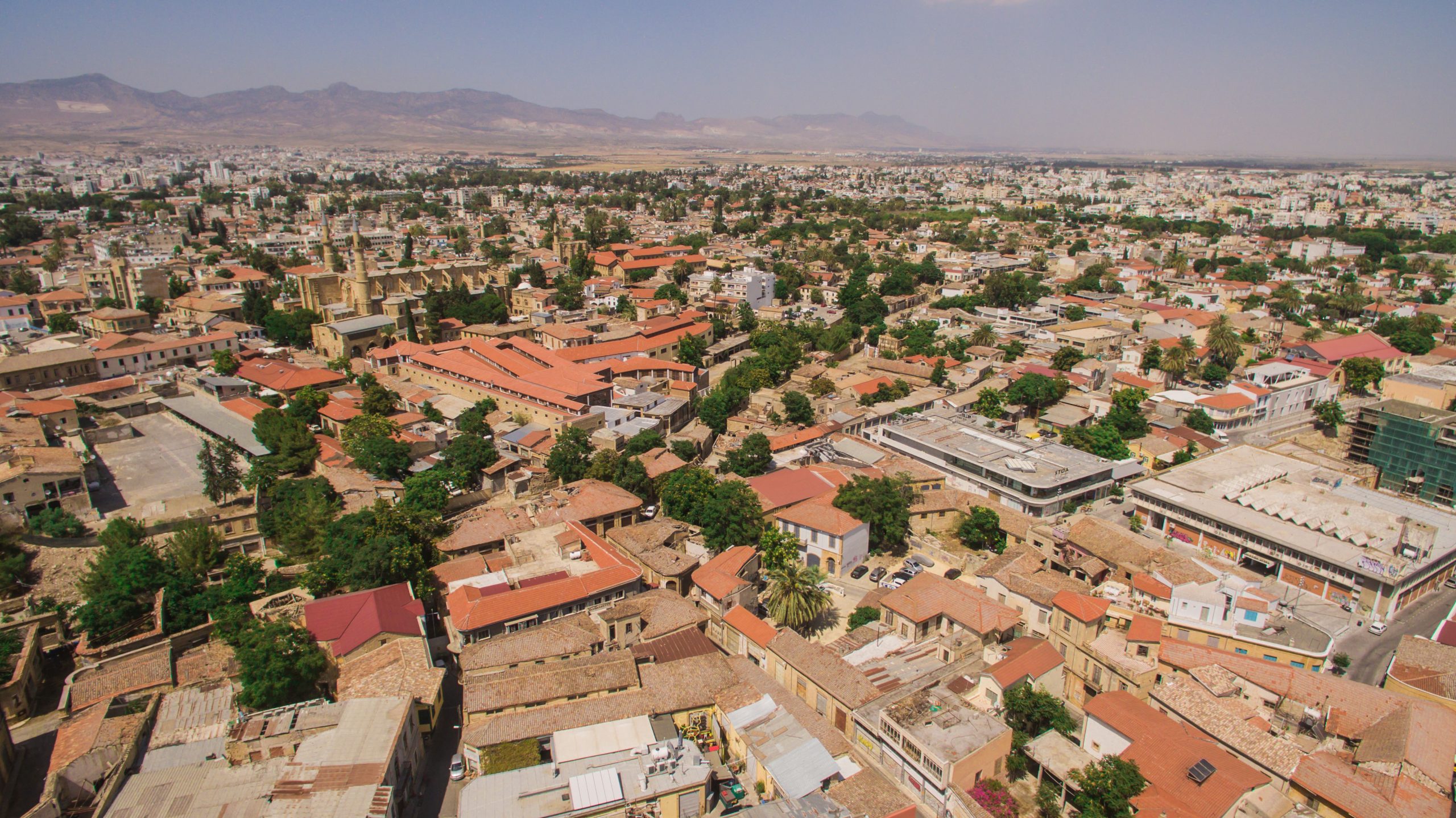 Aerial view of northern part of divided Nicosia city